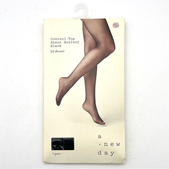 NWT A New Day Black Control-Top Sheer Hosiery Plus Size 1X/2X New in Package - Picture 1 of 7